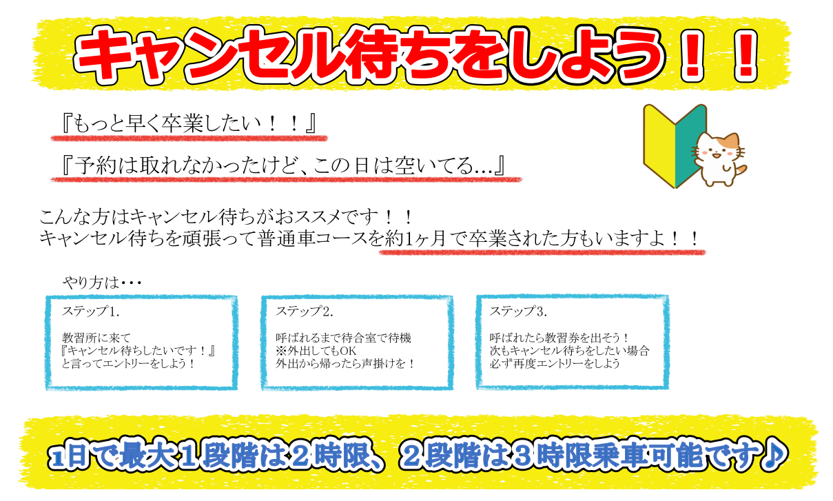 キャンセル待ちをしよう